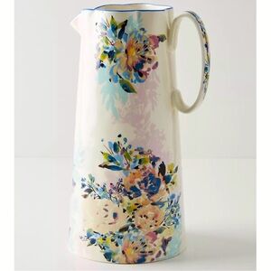 Anthropologie White Floral Gardenshire Pitcher NEW